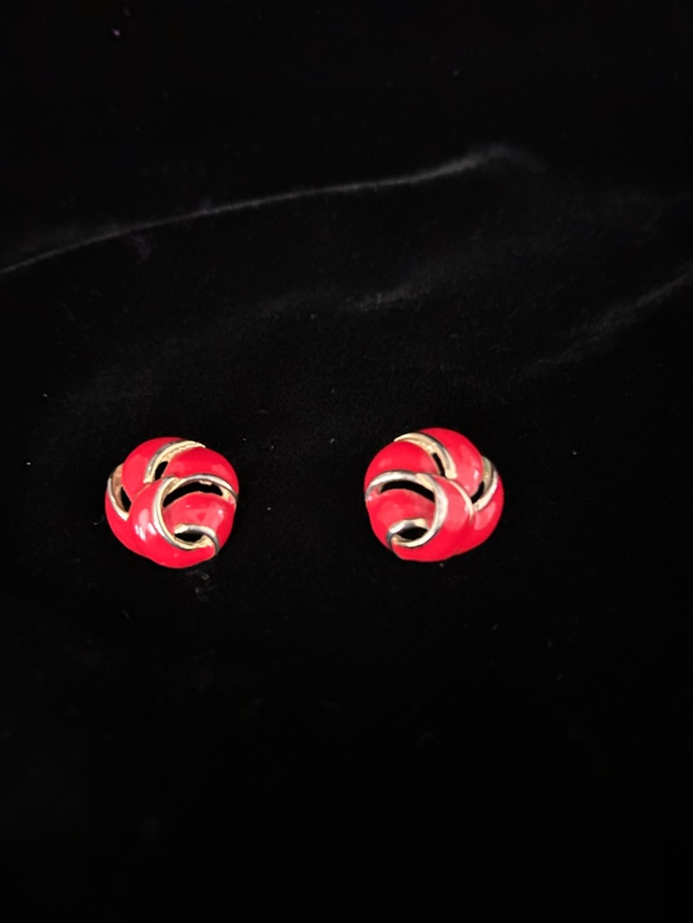 3 for $20 Red Enamel Knot Stud Earrings with Gold Accents
